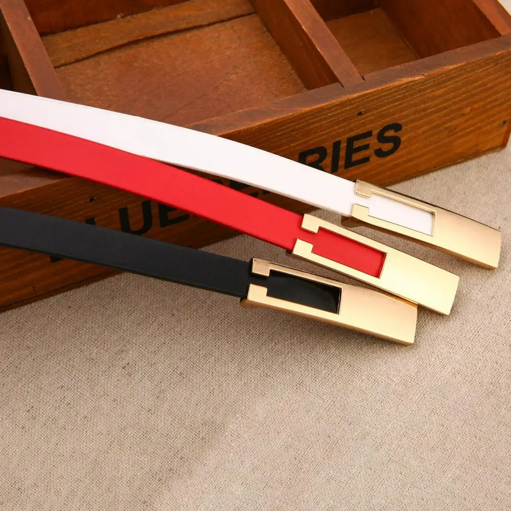 

2021 New Fashion Women Faux Leather Slim Belt Metal Buckle Waistband Strap Dress Accessories for Daily Life