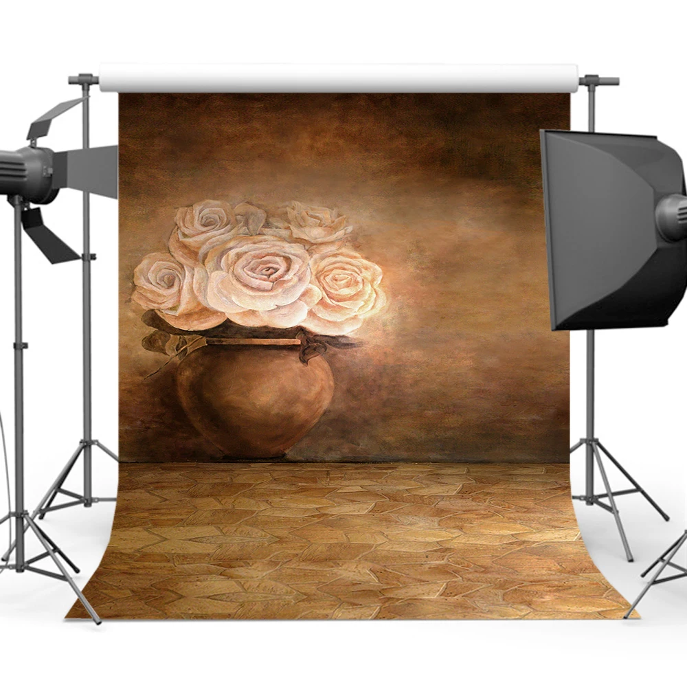 Фоны Mehofoto для детской фотосъемки с изображением белых цветов старых мастеров
