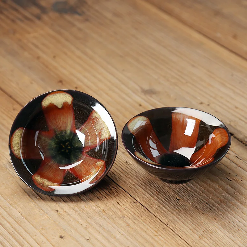 90x38mm 80ml 1 шт. китайский керамический чайный стаканчик кленовый лист чашка для глазури чайный набор кунг-фу маленький фарфоровый чайный стаканчик чайные принадлежности Посуда для напитков - Цвет: 90x38mm 80ml