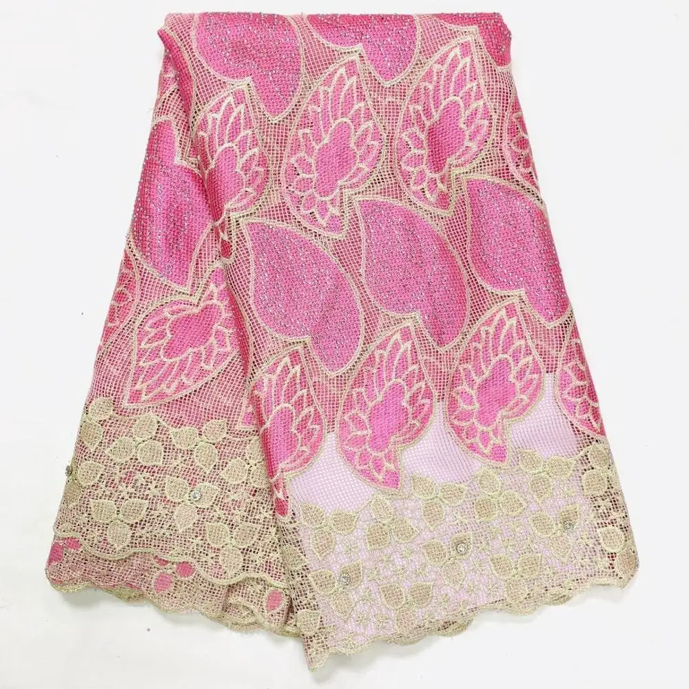 Фиолетовая Африканская Хлопковая кружевная ткань для свадебного платья 2020