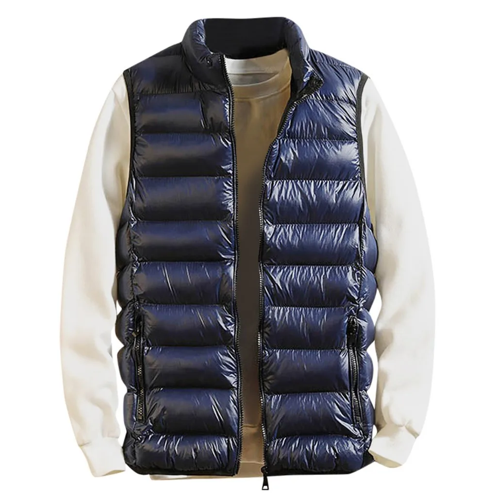 Мужской однотонный жилет на молнии пуховое пальто верхняя одежда теплый для