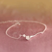 sweet silver color peach blossom sakura flower charm bracelets for women fresh branch bracelet wedding party jewelry