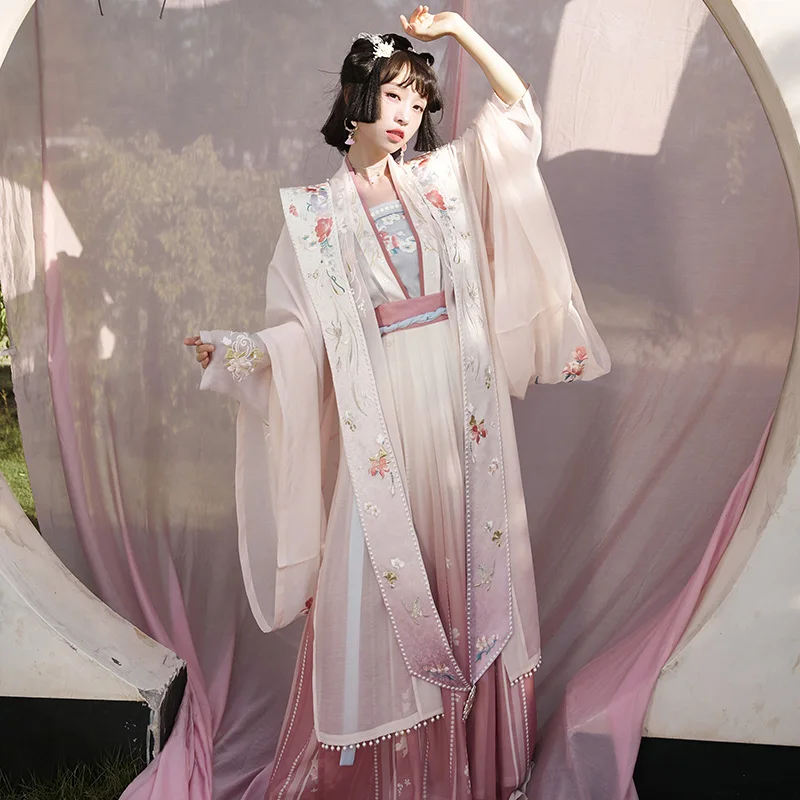 

New Hanfu Cloak Chinese Style Big Sleeve Women Coat Han Tang Song Dynasty Jacket Traditional Ancient Embroidered Cape