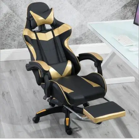 with feetrest VESCOVO Silla массажный стул геймера компьютерное игровое регулируемое кресло Кожаное офисное кресло - Цвет: with feetrest