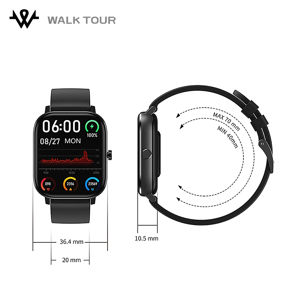 

Walktour DT35 Upgrade version Smart Watch DT35+ IP67 Waterproof 1.75 Inch Big Screen Sleep Monitoring BT call Smartwatch PK DT35