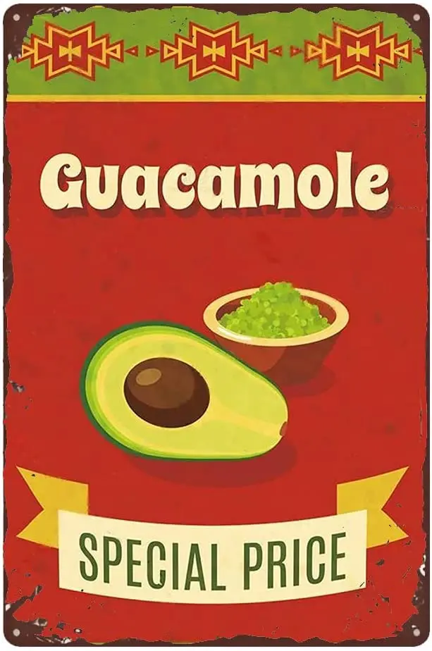 

Ladd Vintage Metal Sign Fast Food Shop Retro Tin Sign Decor Kitchen Home Wall Decor - Guacamole Special Price