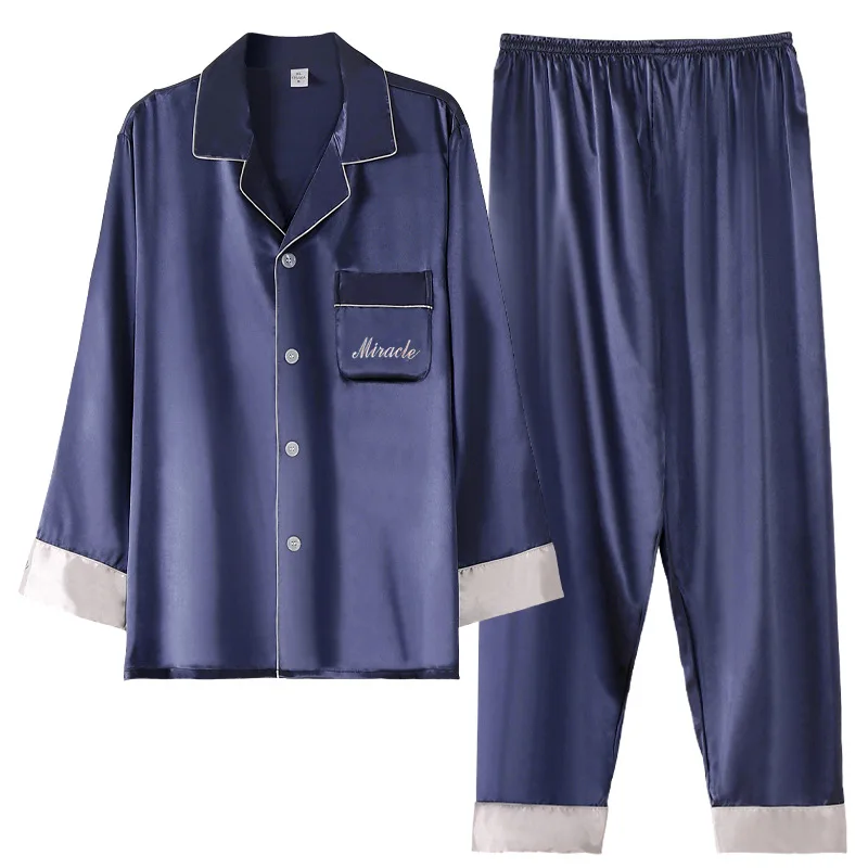 Short Sleeve Men Pajamas for Men Pijama Set Comfortable Imitate Silk Mens Pajamas Men Sleepwear Set New Men Sleepwear Sleep Tops