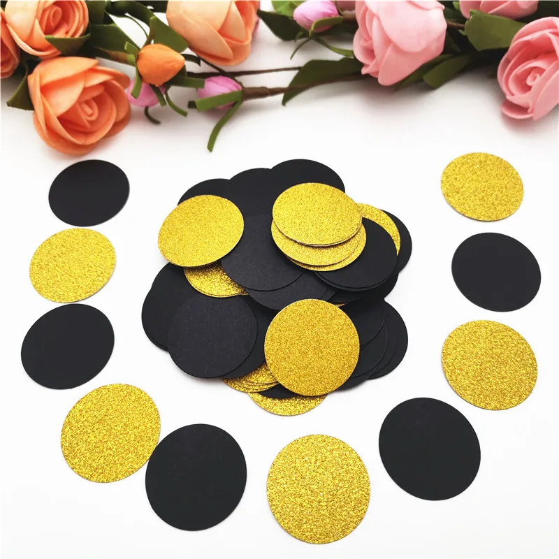 100 шт. 3 см блестящие розовые Золотые круглые бумажные конфетти кружки для