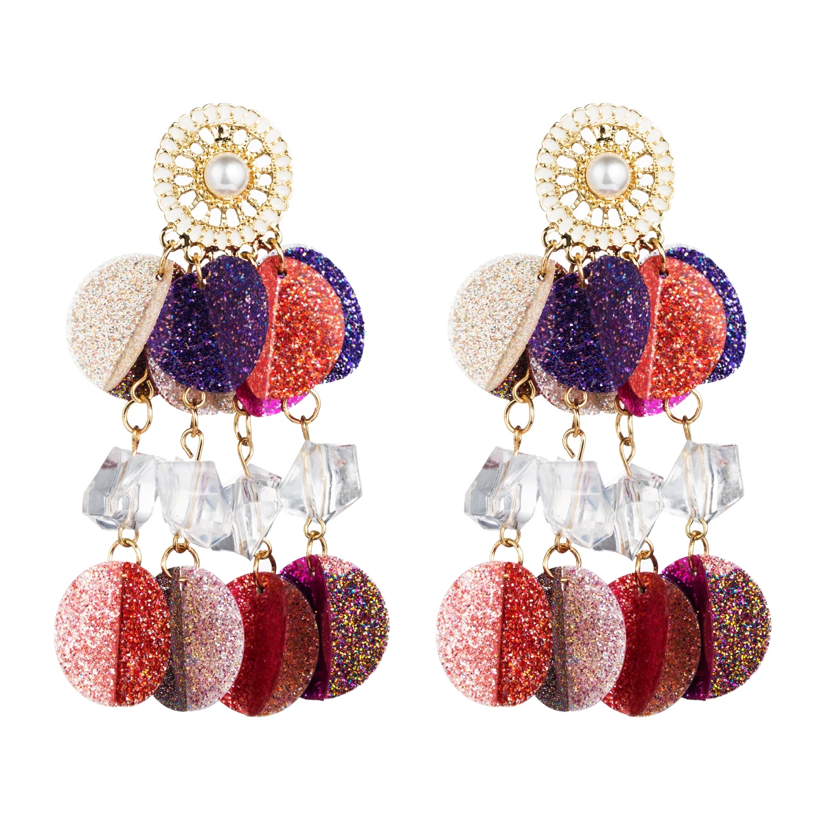 Женские летние блестящие длинные серьги кисточки с разноцветными пайетками