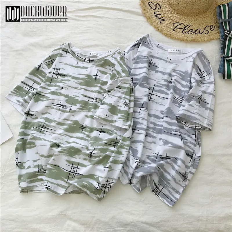 Duckwaver Летняя женская футболка шикарная модная оверсайз для девочек 90s Милая vogue