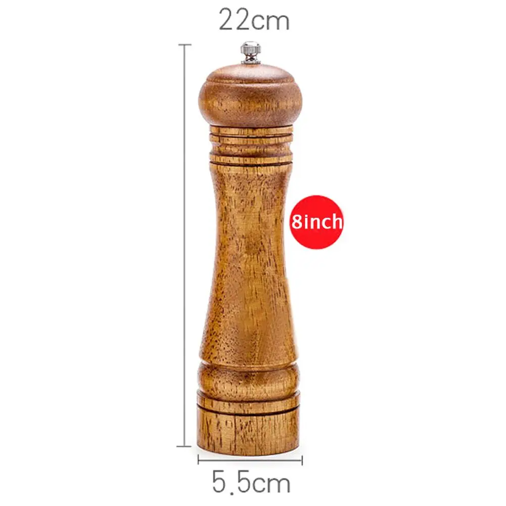8 inch Ручная мельница для перца из дуба, мельница для соли и перца, многофункциональная дробилка " 8" 1", кухонный инструмент с керамической шлифовальной машиной - Цвет: 8 inch