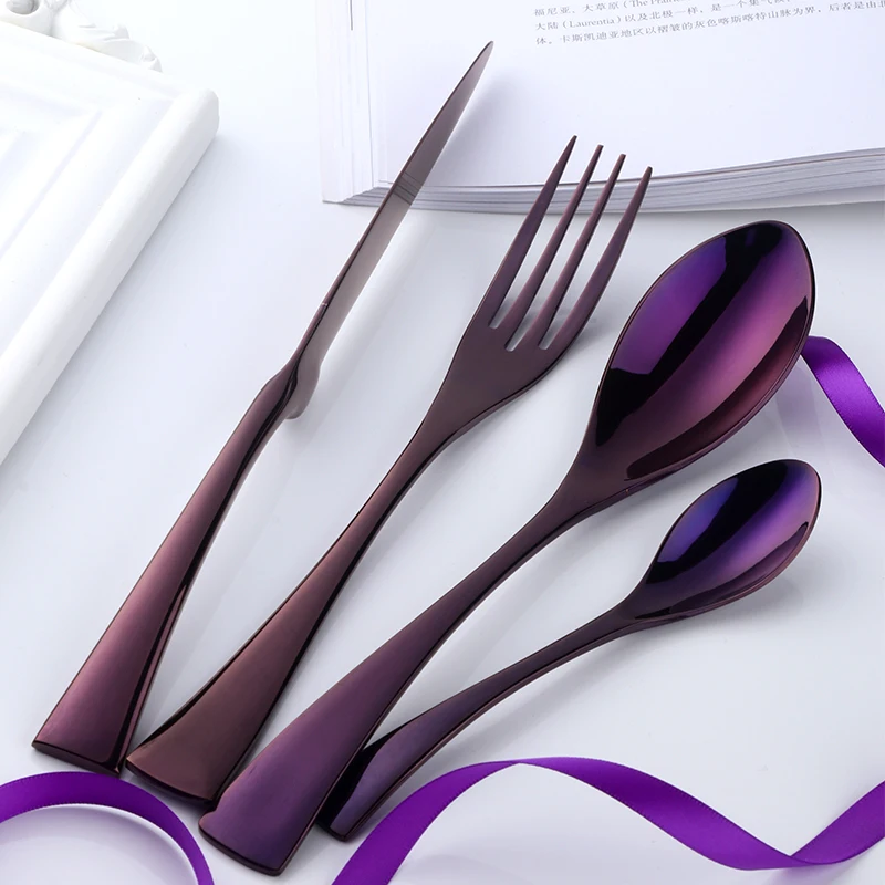 

Black Cutlery Knife Fork Set Stainless Steel Western Food Tableware Flatware Steak Knives Forks Spoons Western Dinnerware Set4pc