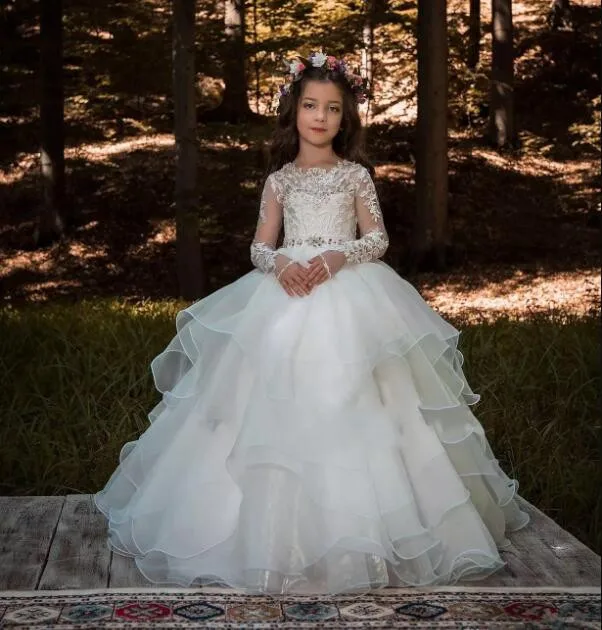 Кружевное платье с длинным рукавом и рюшами для девочек|Сочетающаяся одежда