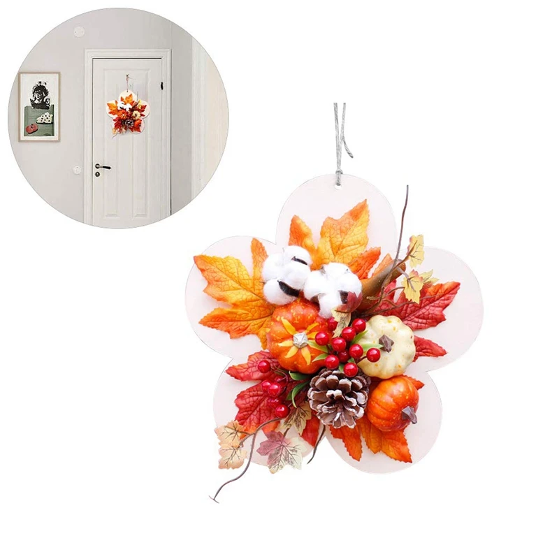 Big deal Artificial Fall Wreath with Pumpkins Berries Maple Leaves Berry Autumn Harvest Garland for Thanksgiv | Дом и сад