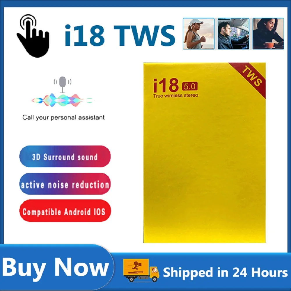 Оригинальные беспроводные наушники i18 TWS спортивные Fone игровая Bluetooth гарнитура с