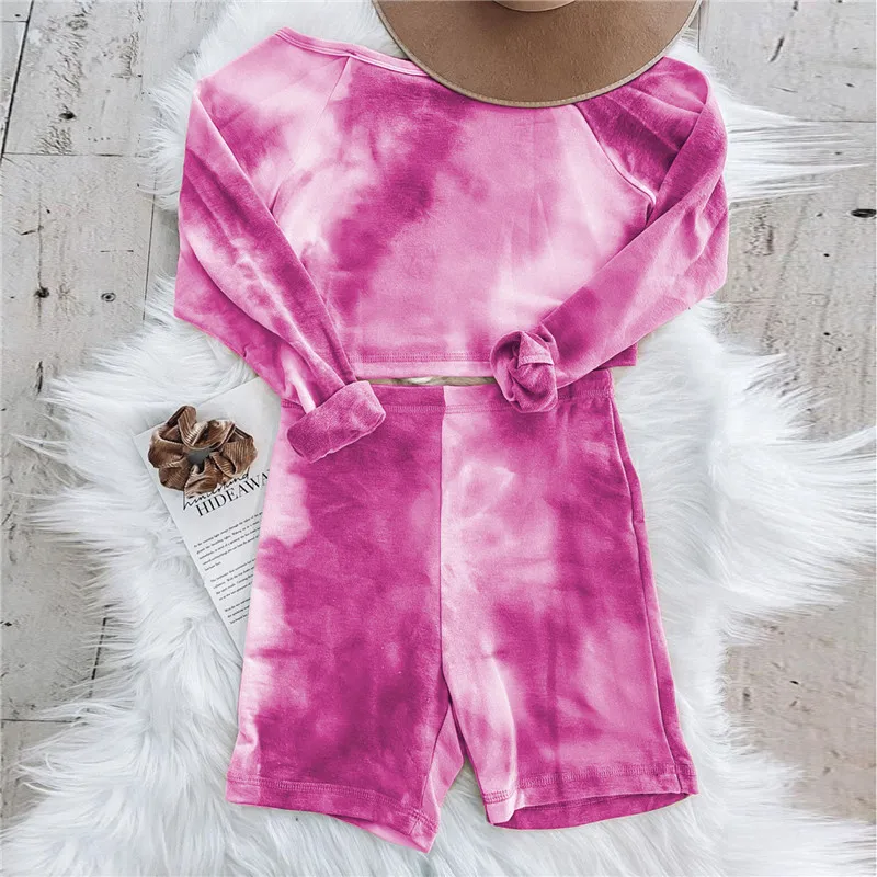 Женский летний пижамный комплект 2020 модные топы с длинными рукавами и принтом в