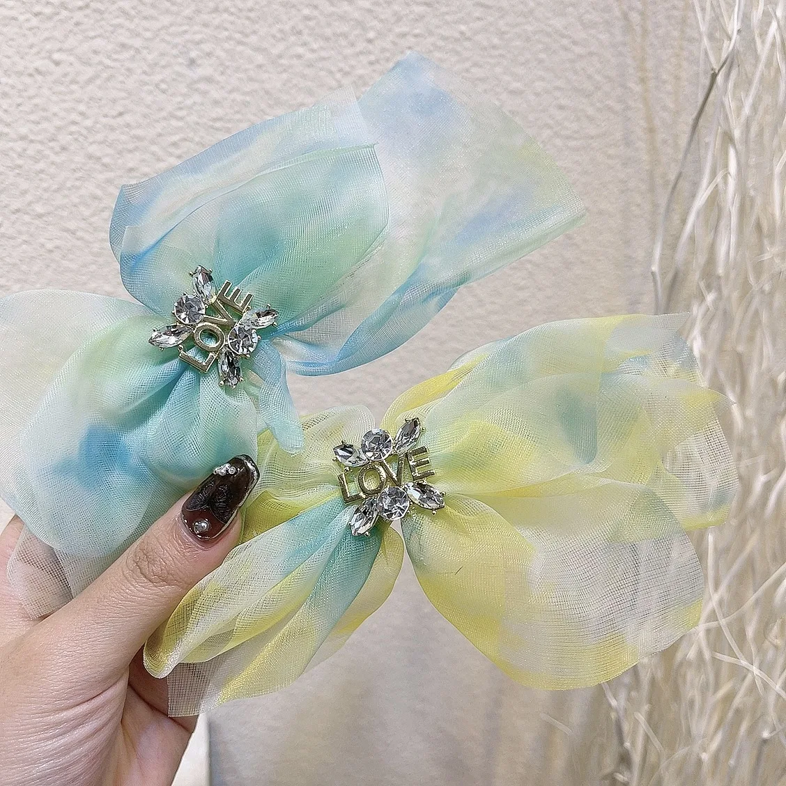 

Elegant Rhinestone Mesh Bow Hairpin French Korean Bow Snap Hair Clip Women Girls Bows Hairgrip Luxury Jewelry Hair Accessories