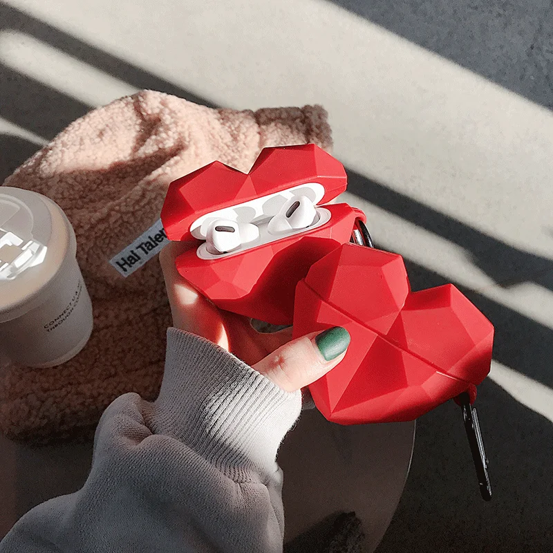 

Мягкий силиконовый чехол с мультяшным рисунком для наушников Airpods 1, 2 pro, Bluetooth, чехол в форме красного сердца для Apple Airpods Pro