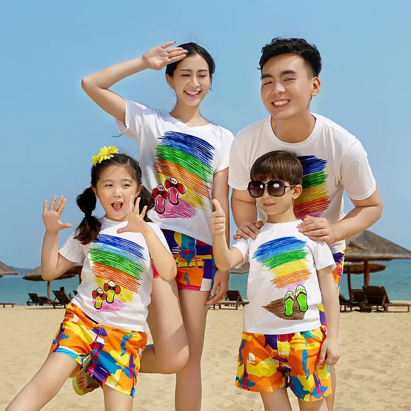 Семейная одежда купальник летний для мамы папы дочери сына маленьких девочек