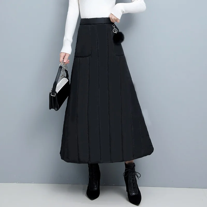 Черный пуховик из хлопка размера плюс винтажная одежда с высокой талией 2020 на