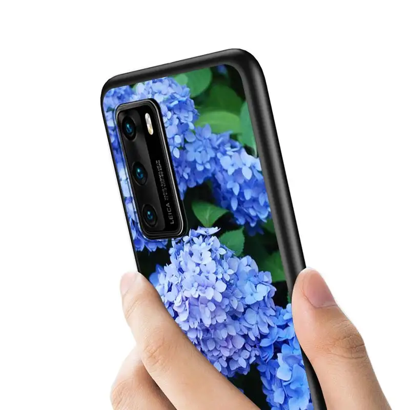 

Flower Blue Purple For Huawei P Smart Z S Plus 2020 2019 P40 P30 P20 Pro Lite E Plus 5G Lite Bright Black Matte Phone Case