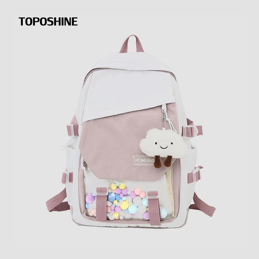 

Patchwork Sweet Colorful Ball Backpack College Student School Bag for Teenager Girls Mochila 2021 New Clouds Young Girl Bags