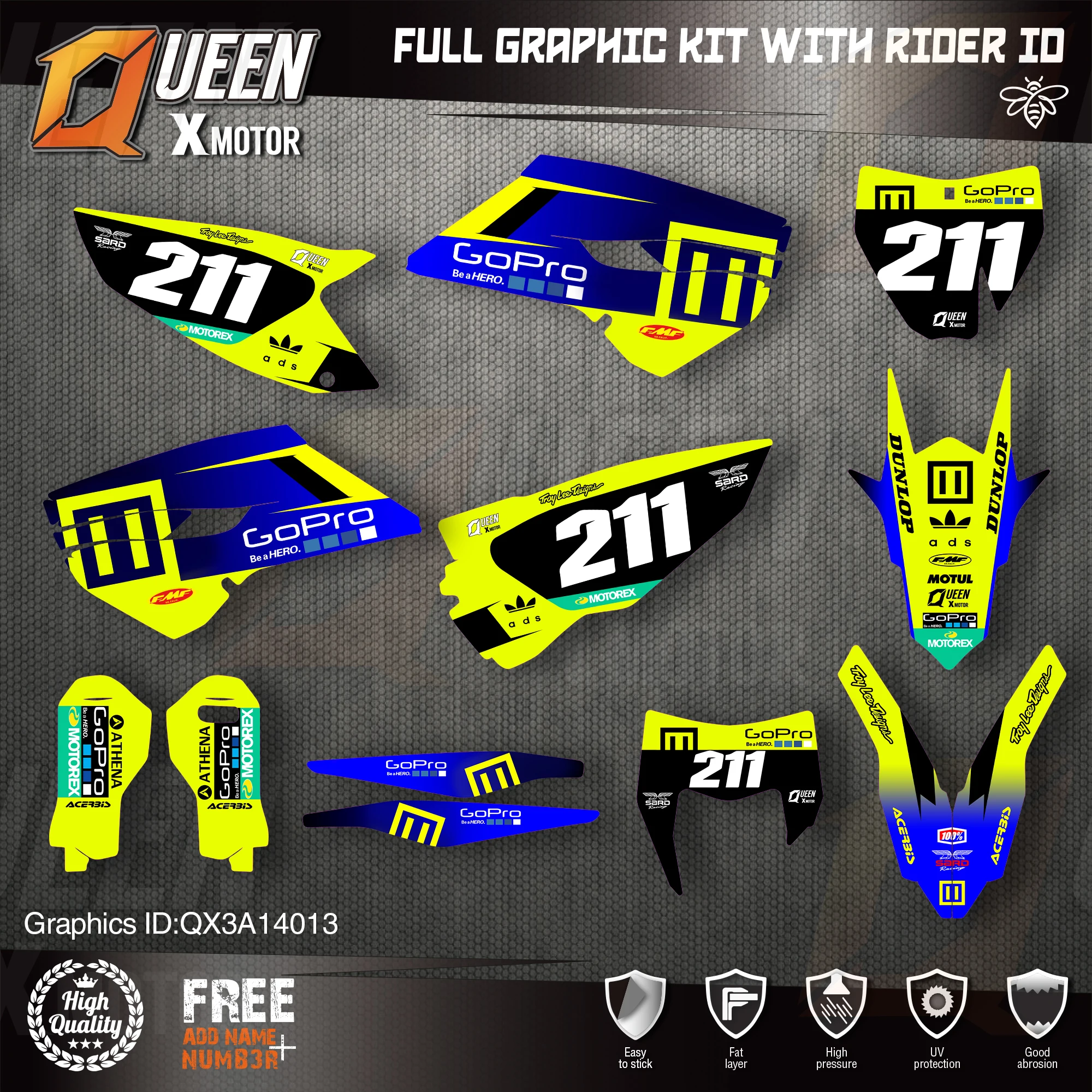 Queen X Custom Team Graphics Decals Stickers Kit For Husqvarna Sticker Decal 2014-15 TC FC 2015-16 FE TE 125 to 450cc  13