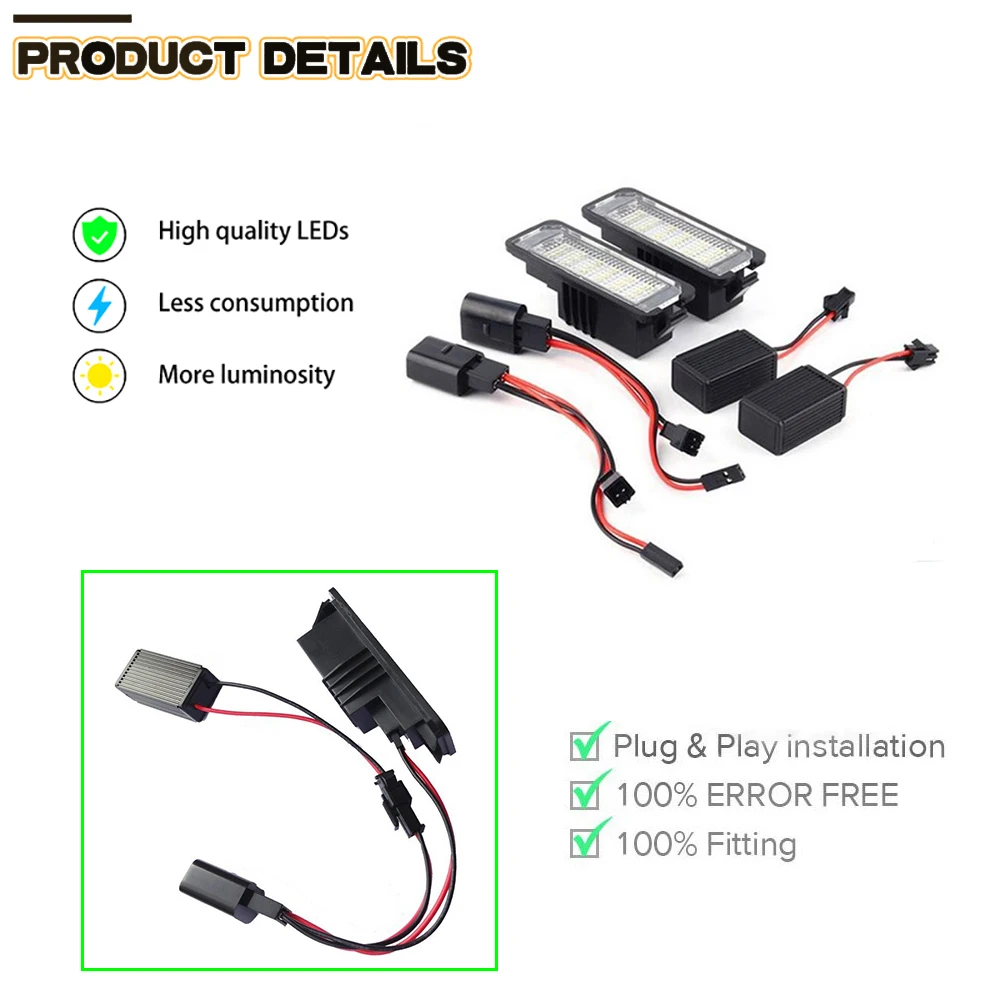 2x Белый супер яркий светодиодный номерной знак светильник для Seat Ibiza MK4 6J1.6J5.6J8 6P MK5