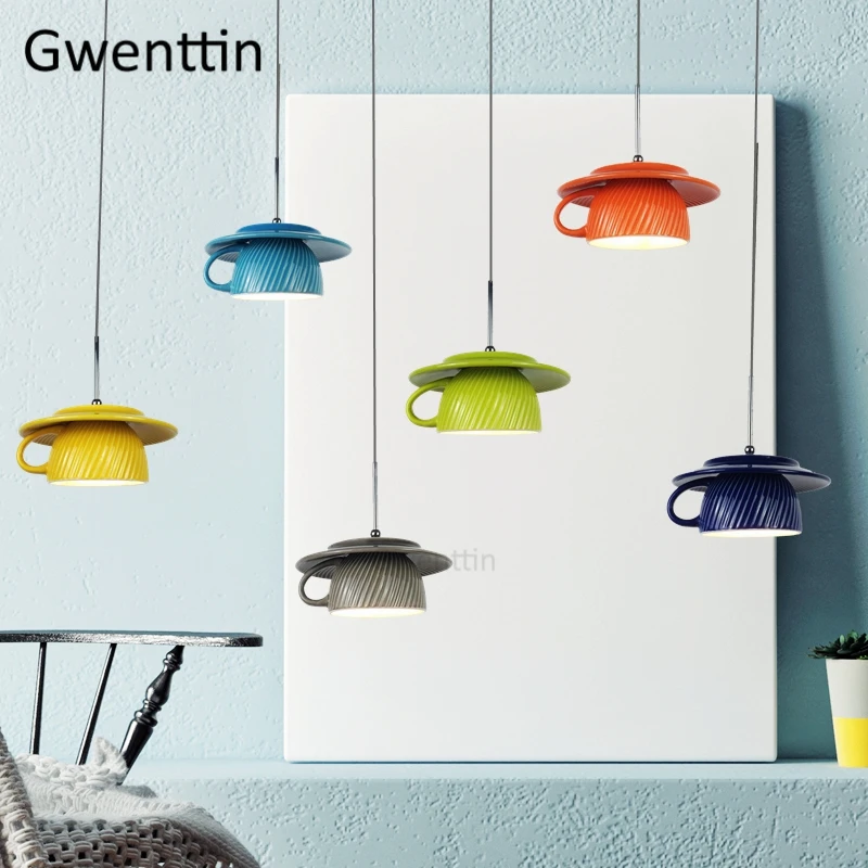 Керамика кафе чашки подвесной светильник для Обеденная бар Кухня светильники