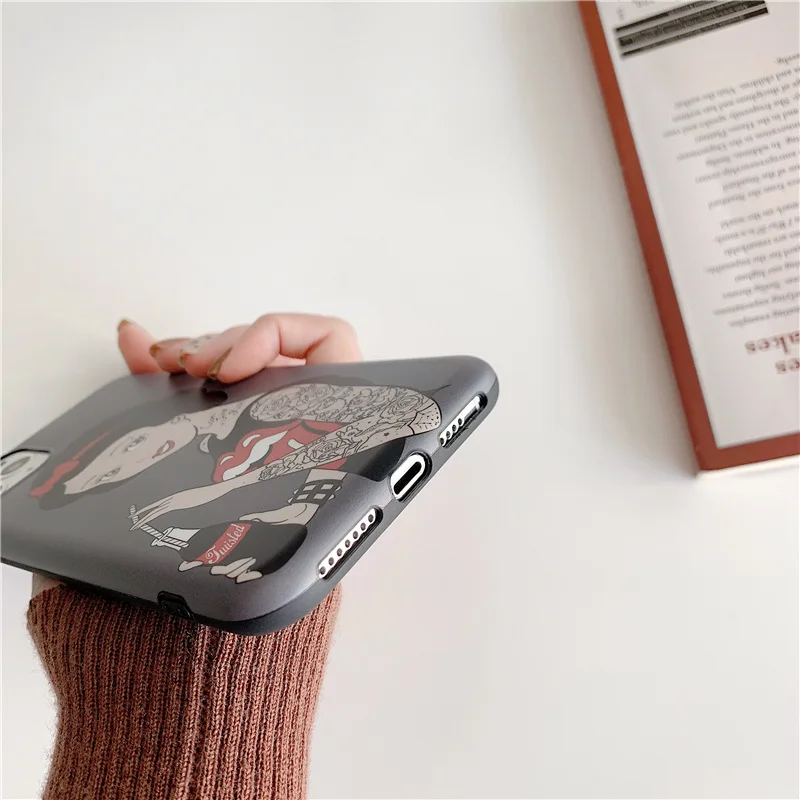 Tattoo girl princess matte soft case for iphone 11 Pro xs max x xr 11Pro drink cute phone cover 7 8 6 6S Plus coque |