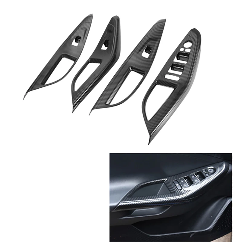 

4PCS ABS Carbon Fiber Window Glass Panel Armrest Lift Switch Button Cover Trim for Hyundai LAFESTA 2018-2020