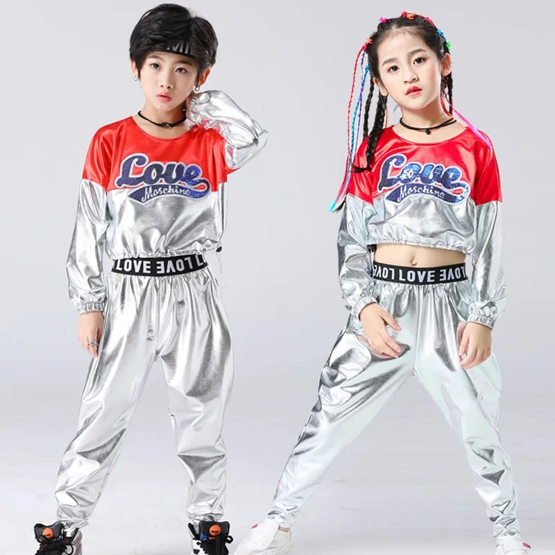 

New Children Jazz Dance Costumes Boys Hip-hop Dance Costumes Models Catwalk Girls Cheerleading Clothes Rave Clothes