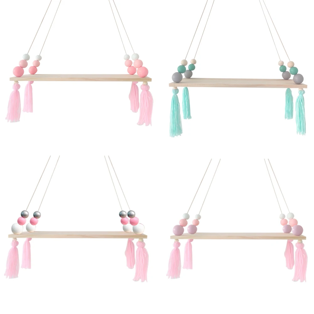 Простота деревянная подвесная полка настенное крепление качели Дисплей стеллаж