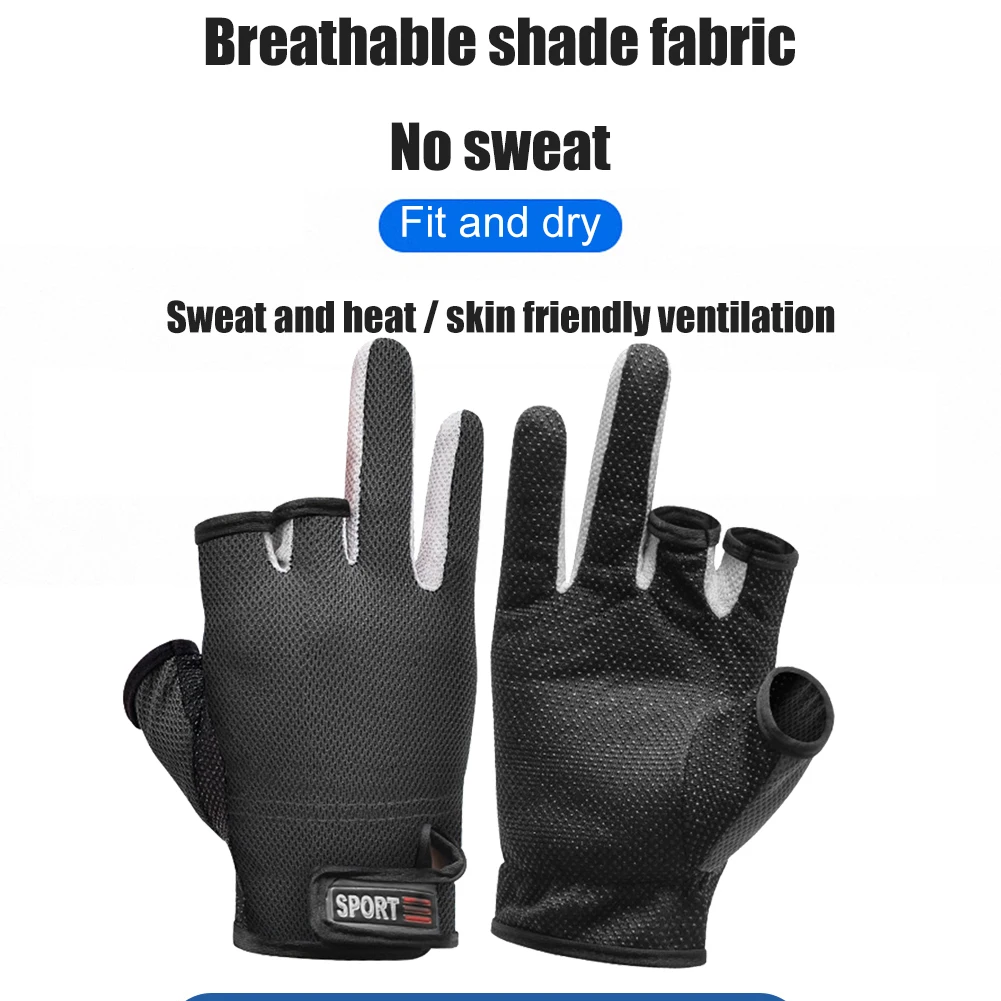 

Outdoor Fishing Gloves Men Anti-slip 3 Cut Finger Sports Sunscreen Gloves Compression Resistance Outdoor Fishing