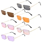 Солнцезащитные очки унисекс, прямоугольной формы, без оправы, градиентные, в стиле ретро, дорожные винтажные, UV400