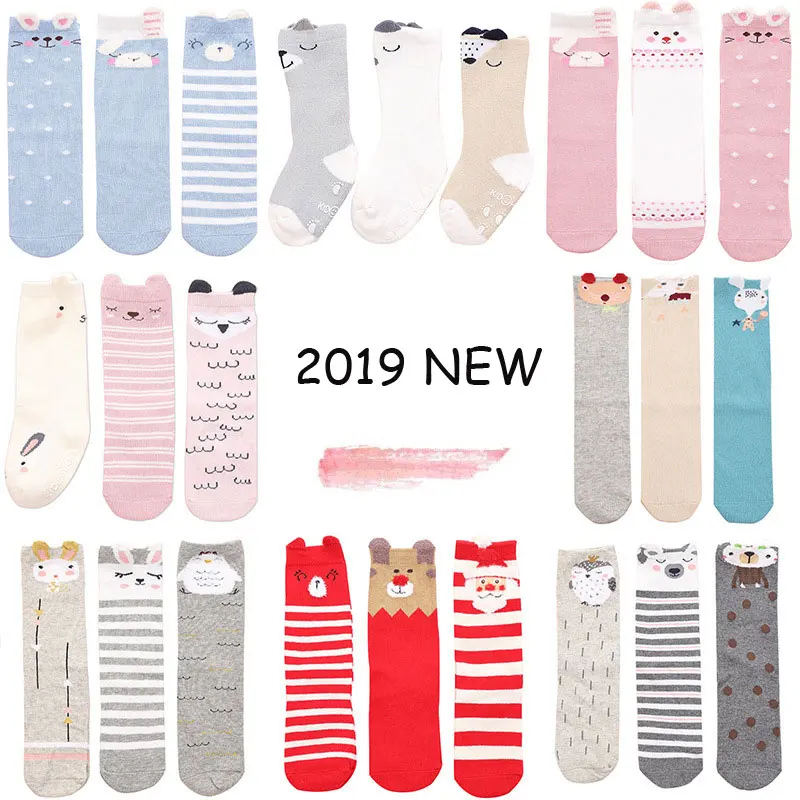 3 пар/лот детские длинные носки унисекс с милыми мультяшными рисунками для