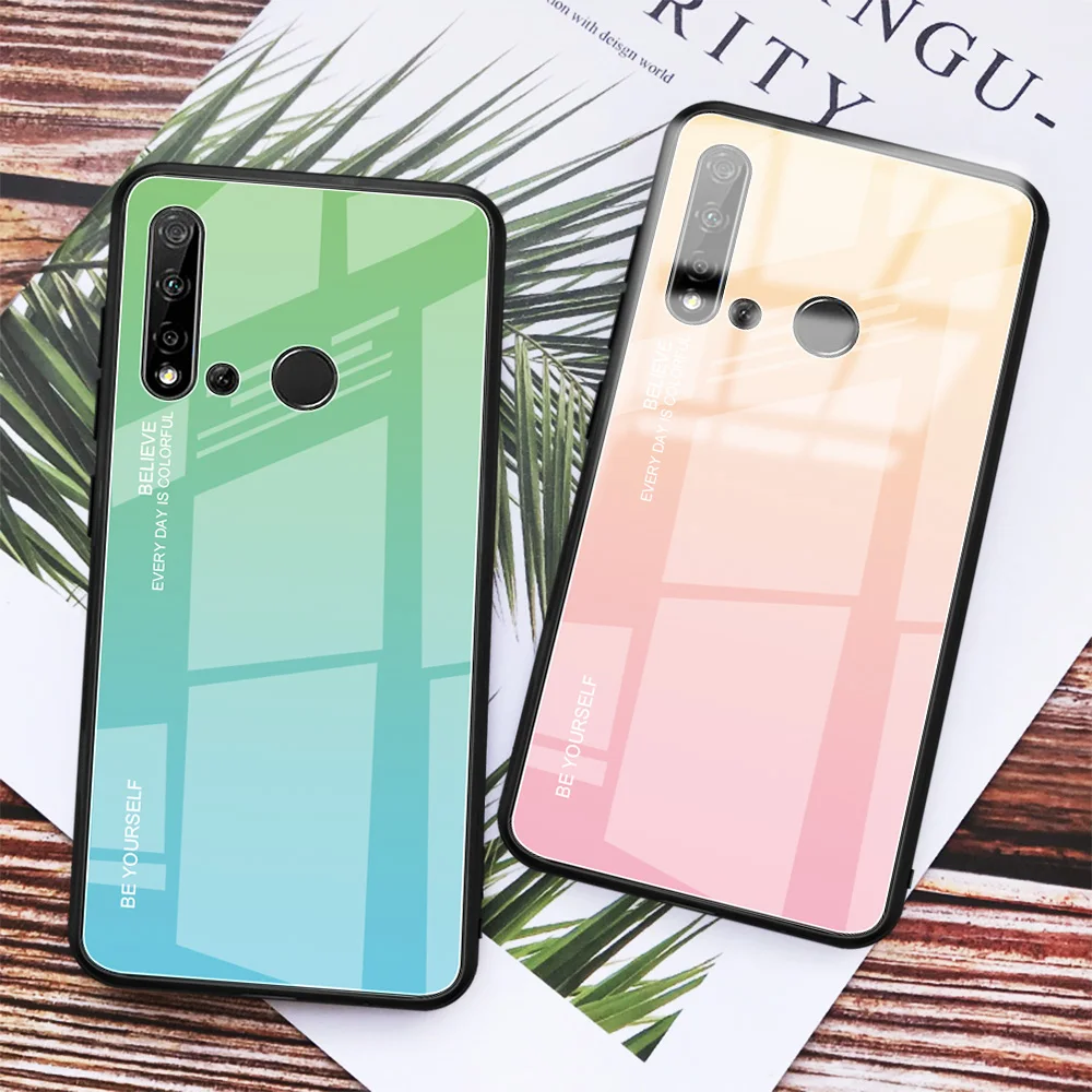 Gradient Tempered Glass Back Case For Huawei Nova 5 5i Pro Honor 9X 20 10i 20i P20 Lite Y9 Prime 2019 Mate 30 Cover |
