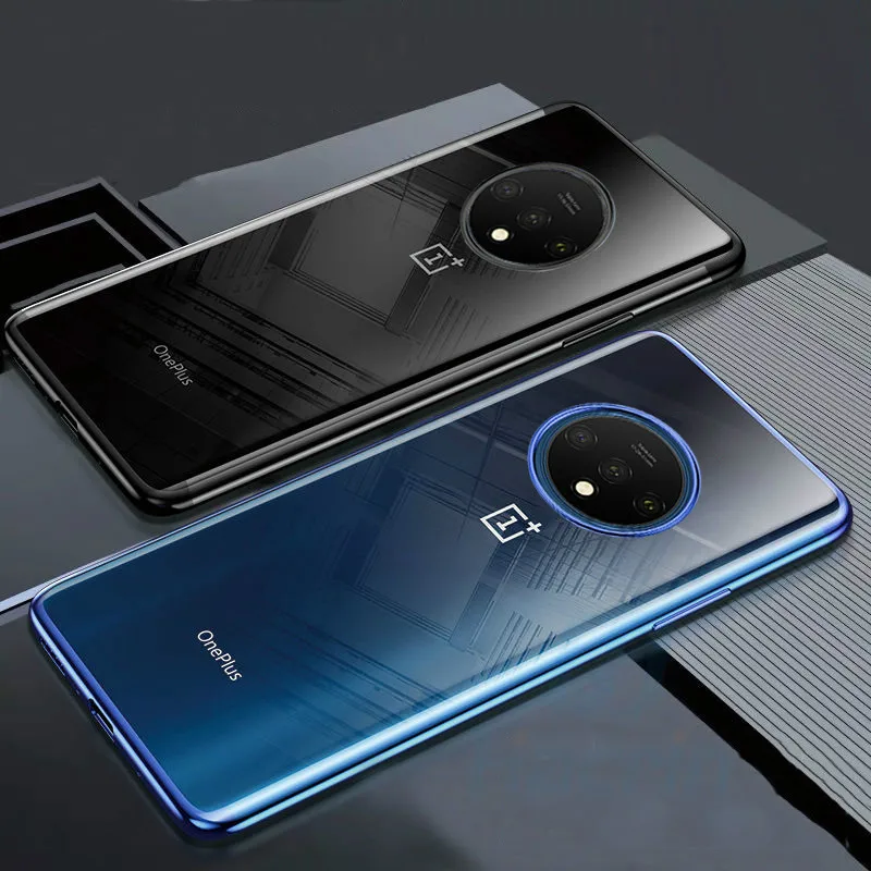 Мягкий прозрачный чехол для телефона Oneplus 7T с лазерным покрытием силиконовый
