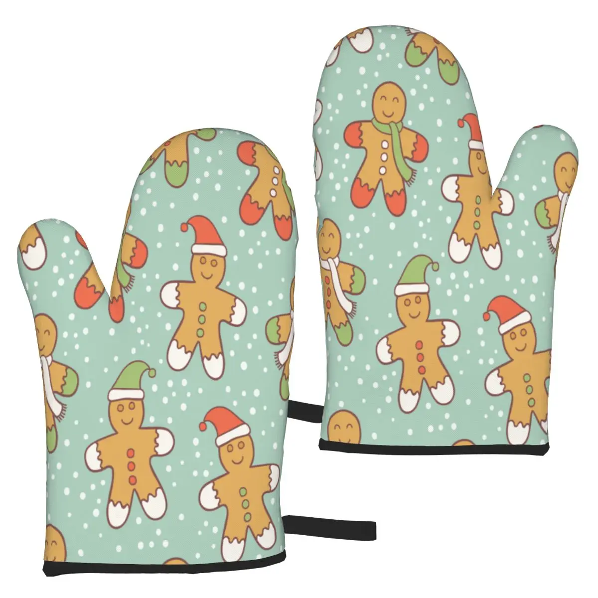 

BBQ Gloves Mitt Heat Proof Resistant Protector Christmas Gingerbread Men Kitchen Cooking Pot Holder Glove Mitts