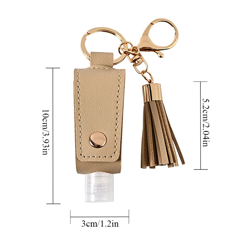 

Plastic Key Ring Empty Bottle Hand Sanitizer Tassels Keychain Durable Leather 30ml Travel Bottle Keychain Bottle