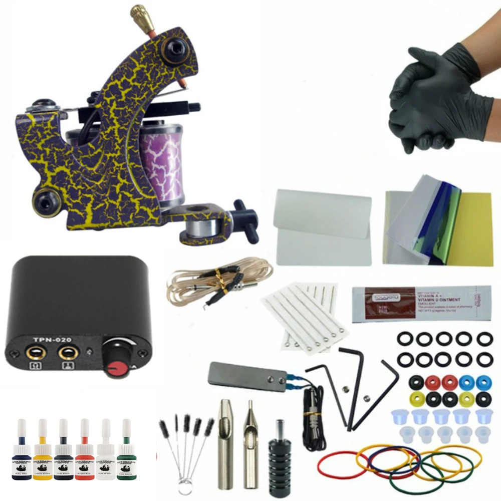 Полный комплект машины для татуировки комплекта катушек Пистолеты 6 цветов