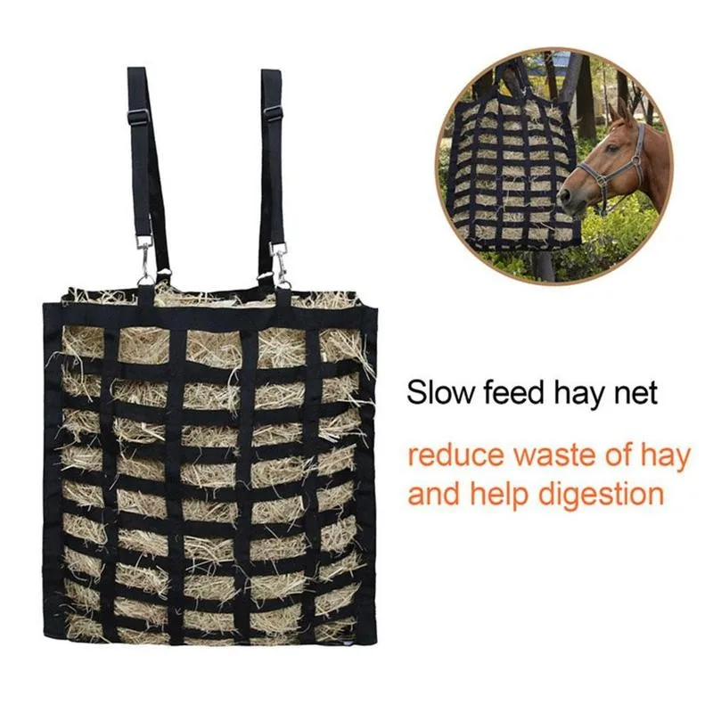 

Easy-feed Patented Four Sided Slow Feeder Horse Hay Bag Farm Animal Hay Bale Storage Bag Sheep Feeding Tote Bag Travel Feeder