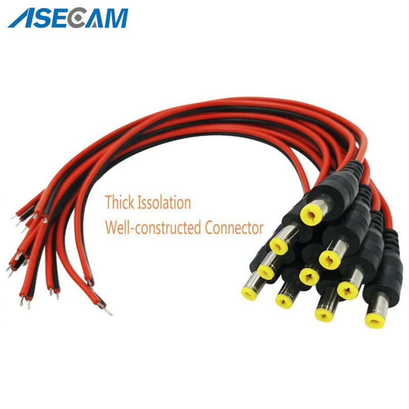 

2.1*5.5mm DC Power Connector Copper Core Cable 12V Pigtail Male Plug Monitor CCTV Security Camera or LED