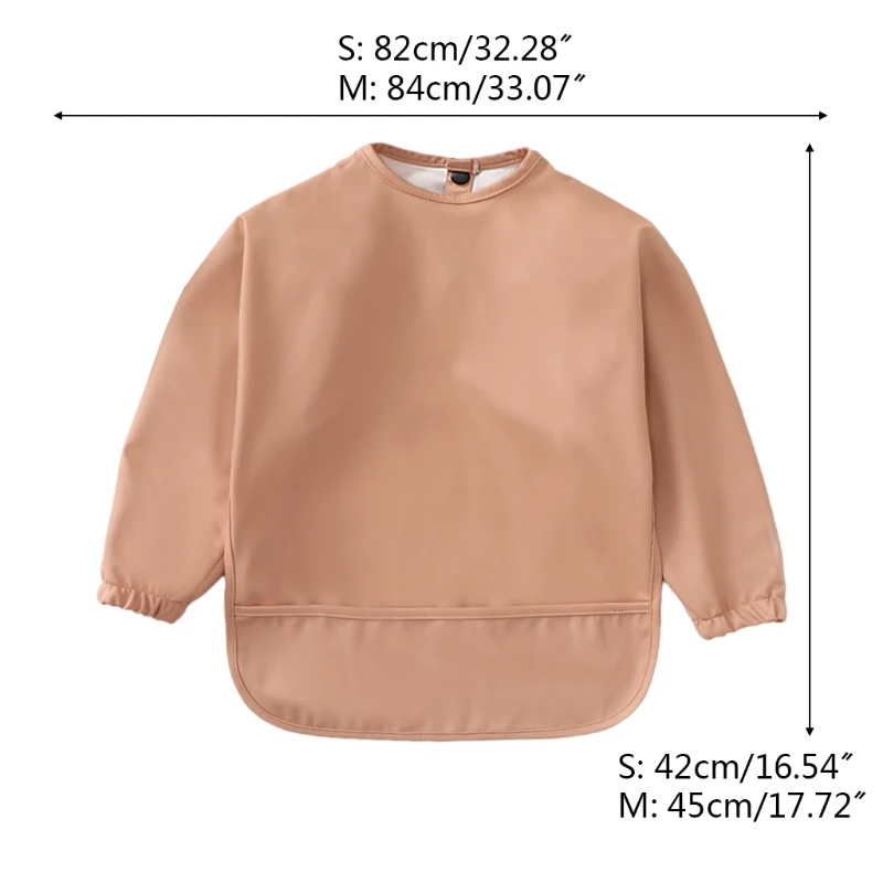 

Solid Color Waterproof Bib with Pocket Baby Infants Long Sleeve Feeding Drawing Painting Apron Newborn Smock Burp Cloth