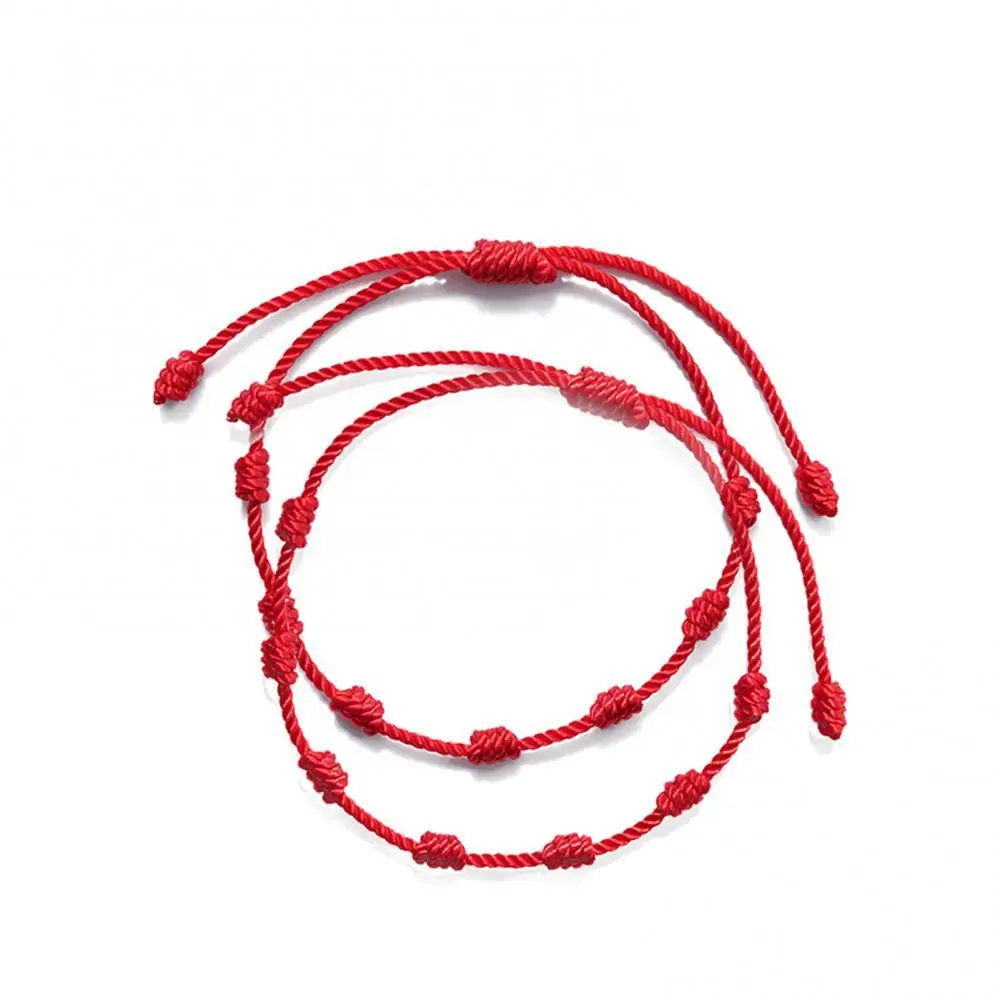 

2Pcs Lucky Red String Bracelets 7 Knots Protection Rope Amulet New Year Gift
