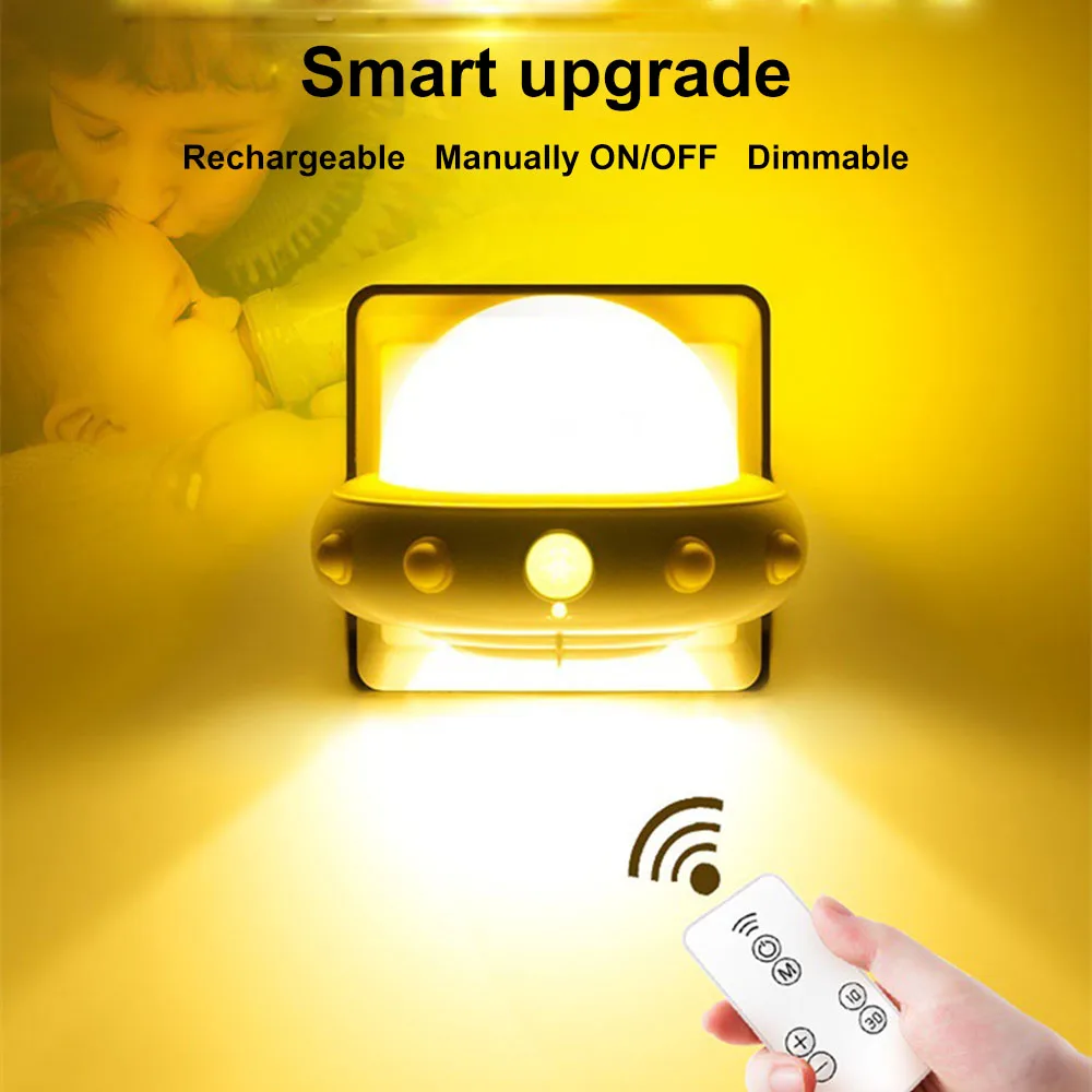 

Creative UFO night light Plug Socket Wall Lamp With Remote for Children's Cartoon Creative Gift Bedroom bedside led sensor light