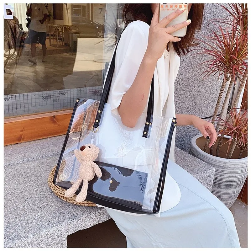 

Large-capacity bag fairy bag summer new style popular Korean version of transparent female bag shoulder handbag fashion tote bag