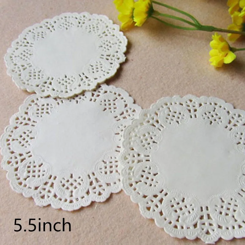 5.5inch 100 шт Круглые Цветочные подстилки, бумажные подстилки, маслопоглощающие бумажные кружевные белые подстилки, вечерние подстилки для десерта - Цвет: 5.5inch
