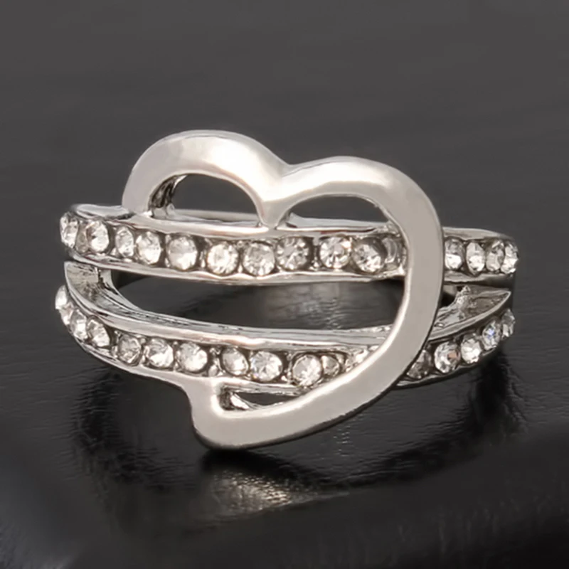 Новое поступление циркониевое кольцо для женщин без аллергии серебряное два