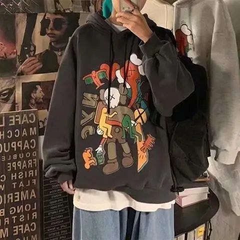 

Sweater Men's Hooded Loose Trendy All-Match Ins Spring and Autumn Hong Kong Style 2021couple Wear Lazy Fried Street Coat